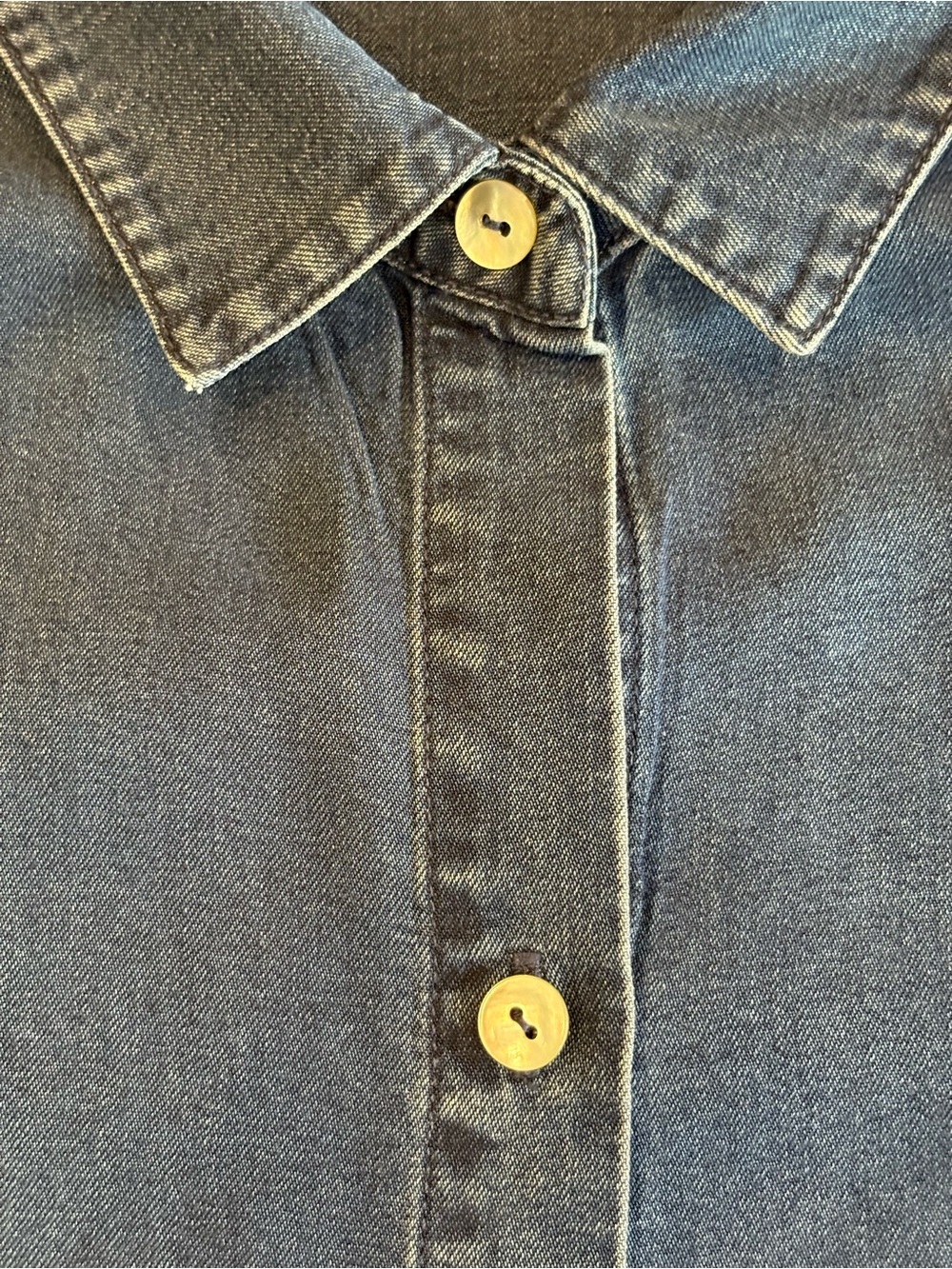 Soft Surroundings Je Veux TENCEL Navy Denim Short-Sleeve Button-Front Tunic - Picture 8 of 8
